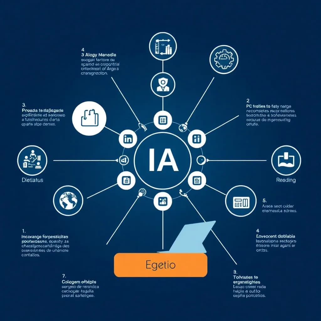 Diagrama visual de un agente de IA tomando decisiones autónomas en un entorno empresarial digital